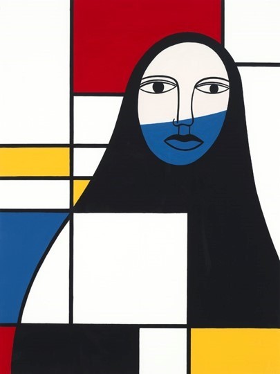Abaya Mondrian-Gouache on Paper