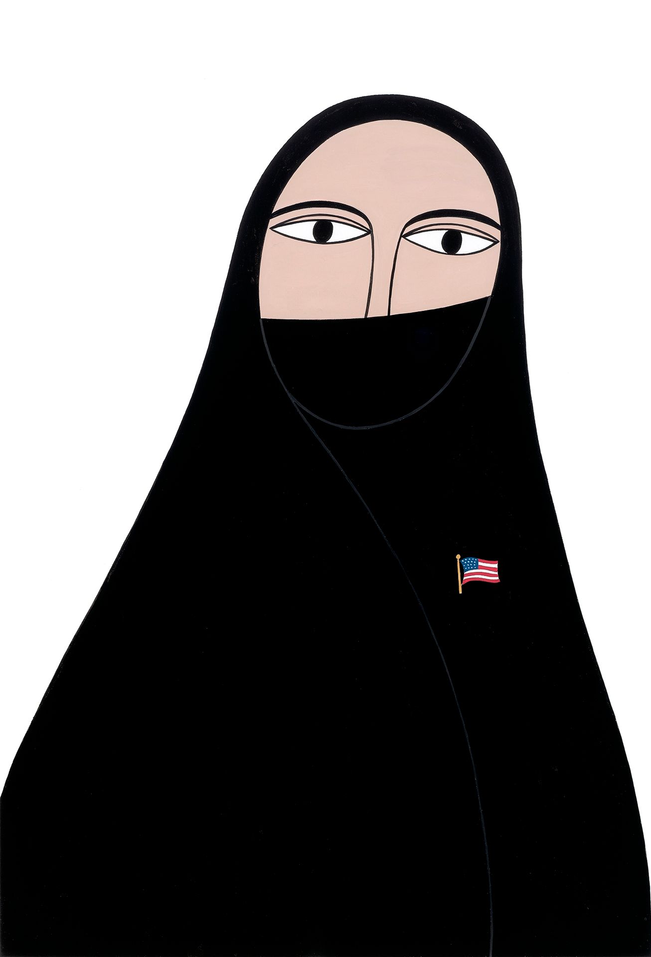 Abaya With Flag Pin-Gouache